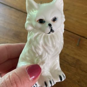 Vintage White Cat Glass Figurine